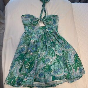 Hello Molly Green and Blue Floral Dress